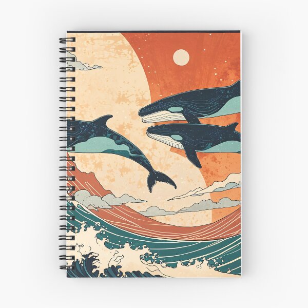 Item preview, Majestic Humpback Whales Over Japanese Waves designed and sold by KiraChie.