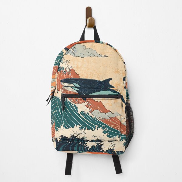 Item preview, Majestic Humpback Whales Over Japanese Waves designed and sold by KiraChie.