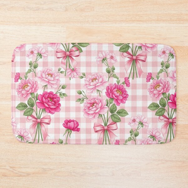 Item preview, Coquette Pink Florals and Bows on Gingham Pattern designed and sold by unique0703.