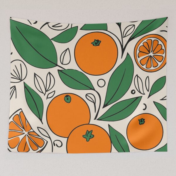 Item preview, Retro Orange Citrus Fruit Pattern Mid Century Modern Botanical Art designed and sold by LYAN-STORE.