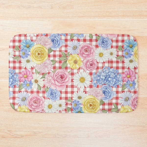 Item preview, Picnic Floral on Red Gingham Seamless Pattern designed and sold by unique0703.
