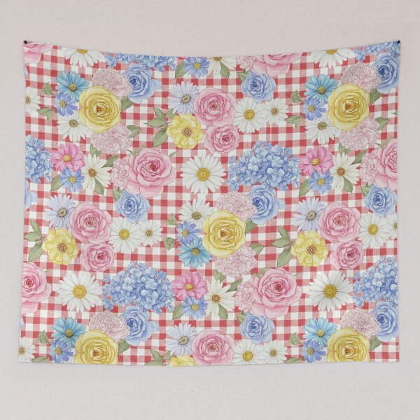 Item preview, Picnic Floral on Red Gingham Seamless Pattern designed and sold by unique0703.