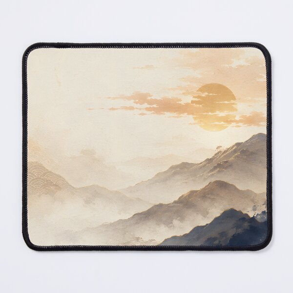 Item preview, Japanese Mountain Wall Art – Golden Hour Over Hills Ukiyo-e Landscape designed and sold by Yuzanart-japan.