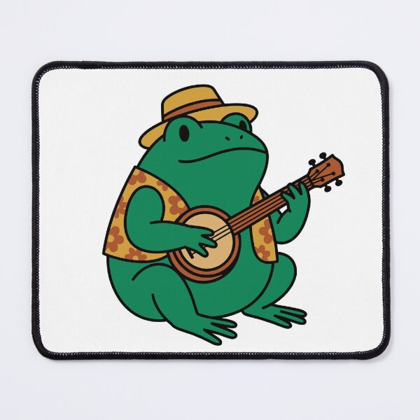 Item preview, Whimsical Frog Playing Banjo - Cottagecore Aesthetic Art designed and sold by Eldaz.