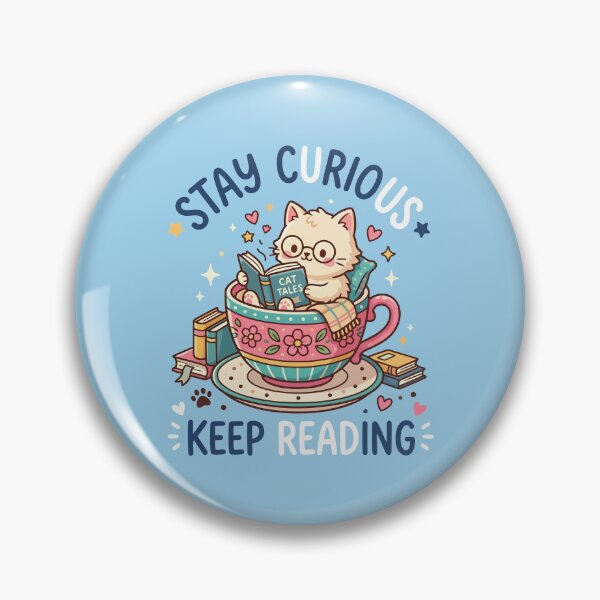 Item preview, Stay Curious Keep Reading Cute Cat Teacup designed and sold by Amir Faysal.