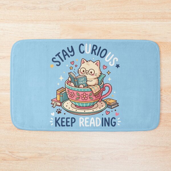 Item preview, Stay Curious Keep Reading Cute Cat Teacup designed and sold by Amir Faysal.