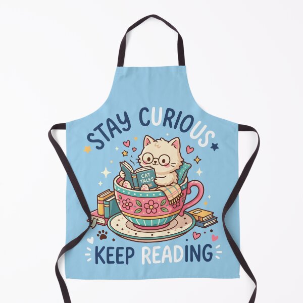 Item preview, Stay Curious Keep Reading Cute Cat Teacup designed and sold by Amir Faysal.
