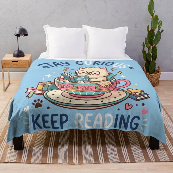 Item preview, Stay Curious Keep Reading Cute Cat Teacup designed and sold by Amir Faysal.