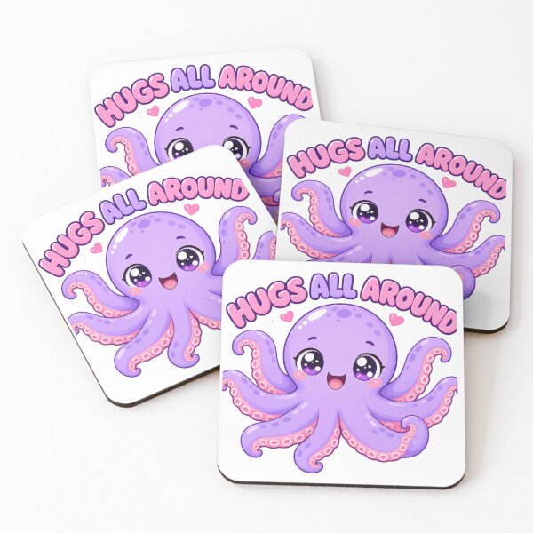 Item preview, Hugs All Around Cute Kawaii Octopus Saying designed and sold by BoosterShop.