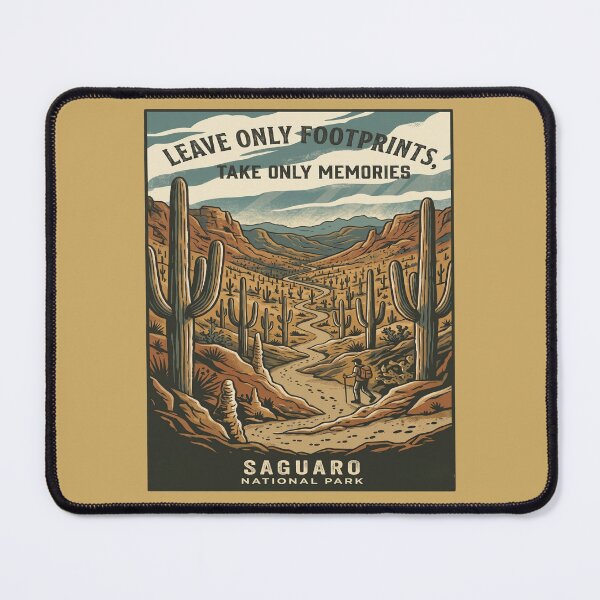 Item preview, Leave Only Footprints Saguaro National Park — Take Only Memories Desert Conservation Poster designed and sold by MālamaThreads.
