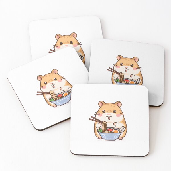 Item preview, Cute Hamster Eating Ramen Stickeri Rabbit Book Lover designed and sold by AhiraDesign.
