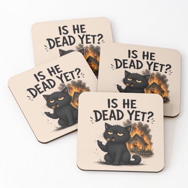 Item preview, Is He Dead Yet Cat Burning House Dark Humor designed and sold by KrzysztofART.