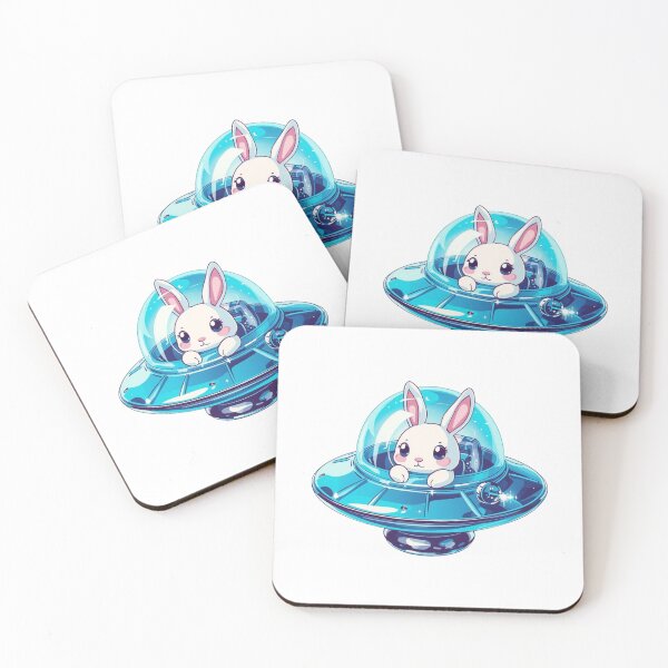 Item preview, Cute Space Bunny In Blue Glowing UFO Spaceship designed and sold by takeng07.