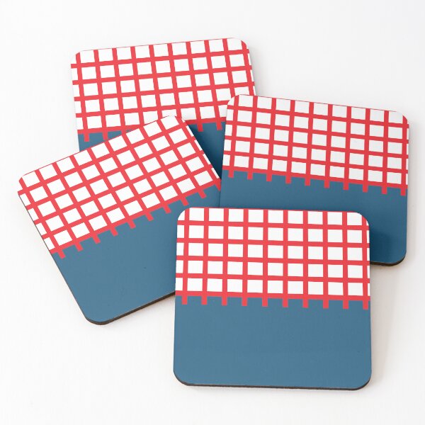 Item preview, Preppy red checkered pattern dusty blue color block designed and sold by fluffyfamcraft.