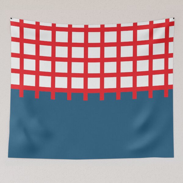 Item preview, Preppy red checkered pattern dusty blue color block designed and sold by fluffyfamcraft.