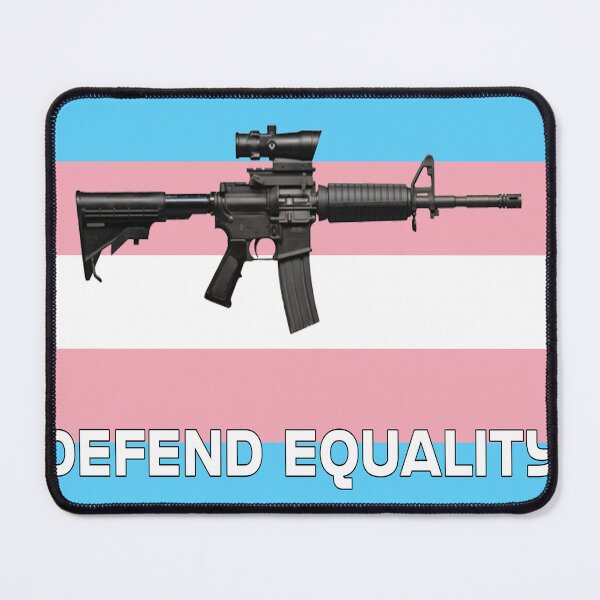 Item preview, Defend Equality Trans Pride Flag AR-15 Art Print | Trans Gun Rights Poster - Transgender Pride, Armed Queer Community, Second Amendment LGBTQ Decor & Stickers designed and sold by RevolutionToday.