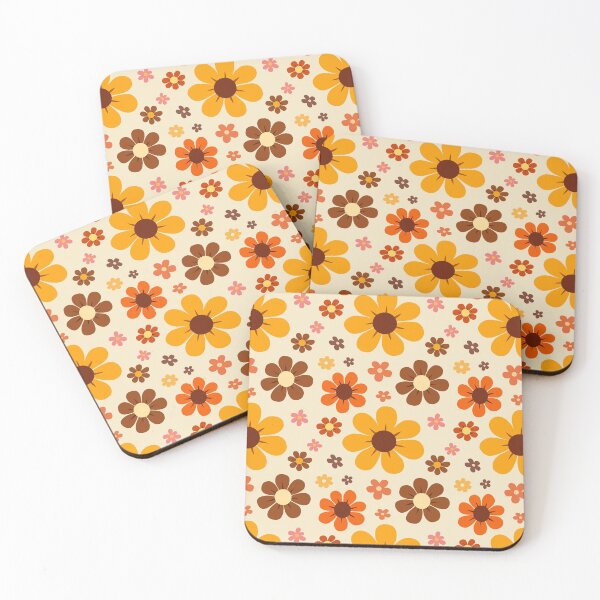 Item preview, Retro 70s Floral Seamless Pattern | Vintage Orange & Brown Flower Power Design designed and sold by RJACreative.