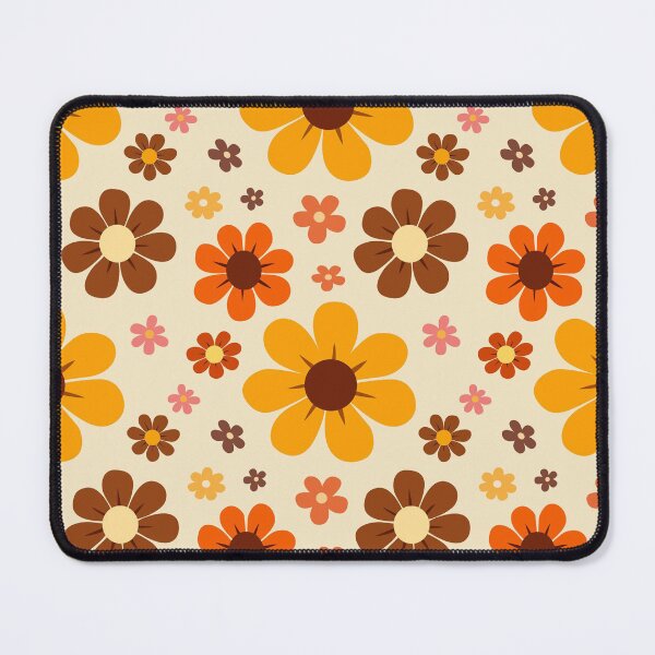 Item preview, Retro 70s Floral Seamless Pattern | Vintage Orange & Brown Flower Power Design designed and sold by RJACreative.