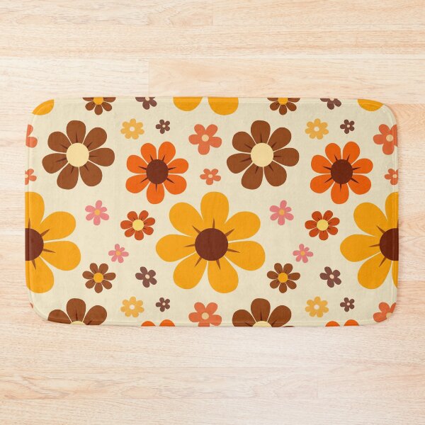 Item preview, Retro 70s Floral Seamless Pattern | Vintage Orange & Brown Flower Power Design designed and sold by RJACreative.