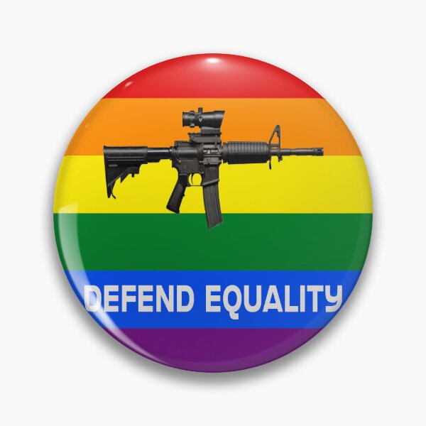 Item preview, Defend Equality Rainbow Pride Flag AR-15 Art Print | LGBT Gun Rights Poster - Gay Pride, Armed Queer Community, Second Amendment LGBTQ Decor & Stickers designed and sold by RevolutionToday.