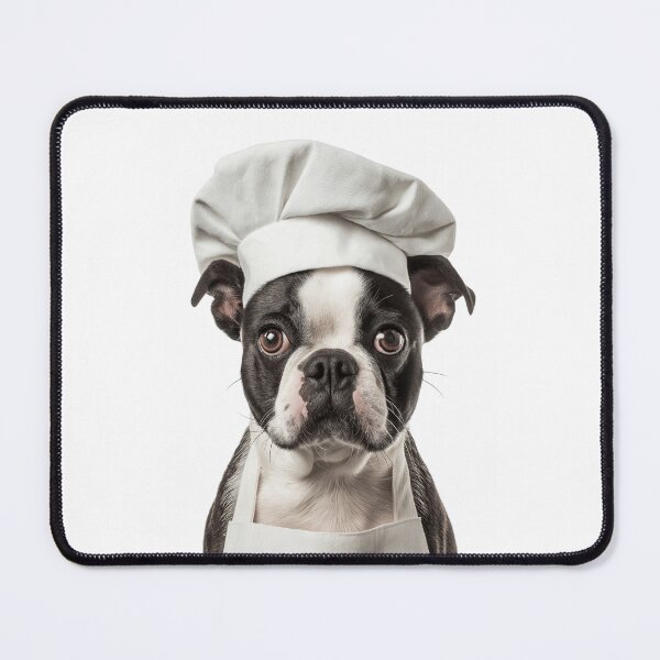 Item preview, Funny Boston Terrier Dog Chef Realistic Animal Cooking Humor Art designed and sold by LazyOwlStore.