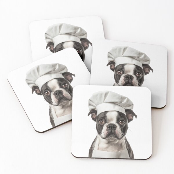 Item preview, Funny Boston Terrier Dog Chef Realistic Animal Cooking Humor Art designed and sold by LazyOwlStore.