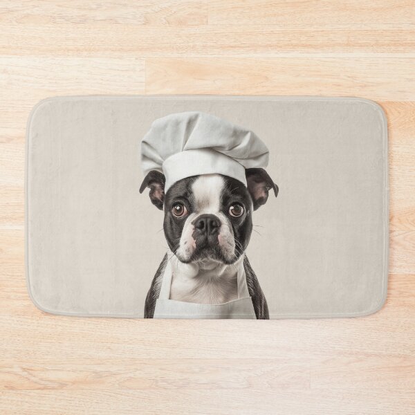 Item preview, Funny Boston Terrier Dog Chef Realistic Animal Cooking Humor Art designed and sold by LazyOwlStore.