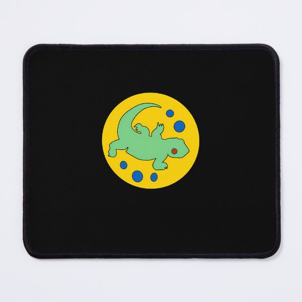 Item preview, Lizard Silhouette on a Bright Yellow Circle with Blue Bubbles designed and sold by gogo-o-ArT.
