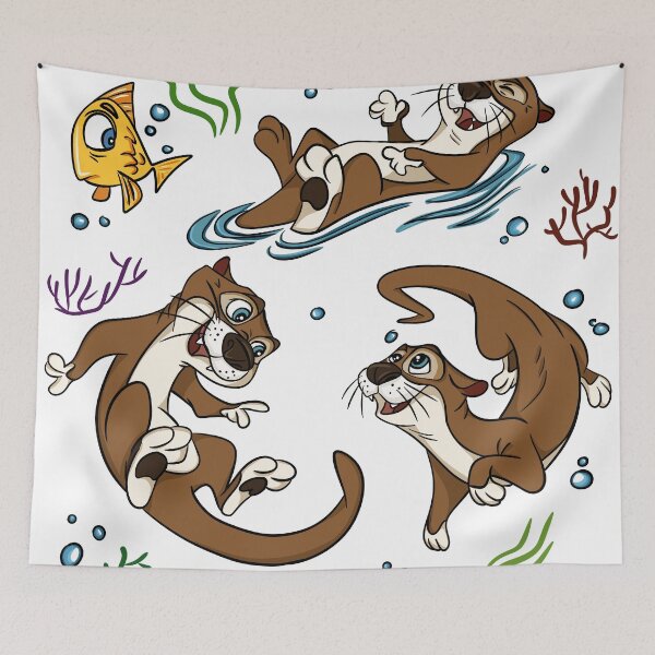 Item preview, Cute Otter Sticker Pack Funny Cartoon Sea Otters Swimming designed and sold by LYAN-STORE.