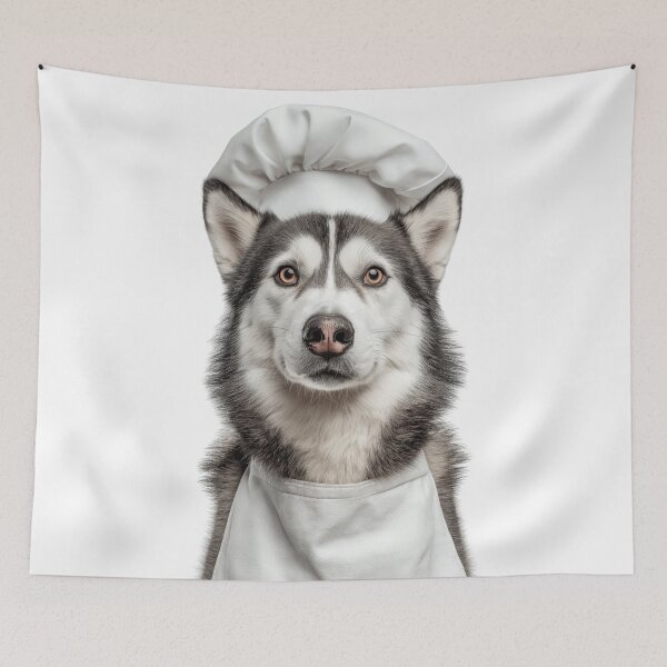 Item preview, Funny Siberian Husky Dog Chef Realistic Animal Cooking Humor Art designed and sold by LazyOwlStore.