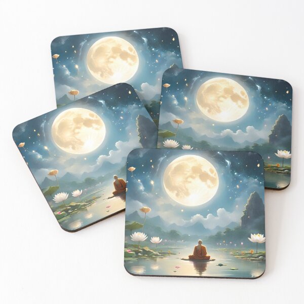 Item preview, Vesak - Peaceful meditation under the full moon and sacred lotuses designed and sold by NeyhineAngelionShop.