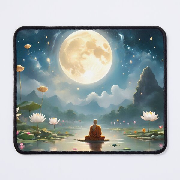 Item preview, Vesak - Peaceful meditation under the full moon and sacred lotuses designed and sold by NeyhineAngelionShop.