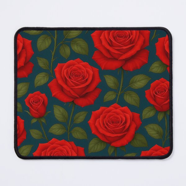 Item preview, Red Roses Floral Pattern Dark Background Art designed and sold by LuisWorks.