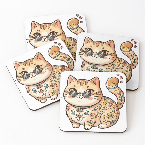 Item preview, Cute BoHo Cat With Sunglasses Illustration designed and sold by Iampoji.