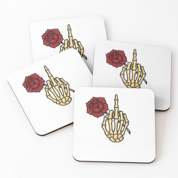 Item preview, Middle Finger Skeleton Hand Rose Tattoo Flash designed and sold by ryanguas.