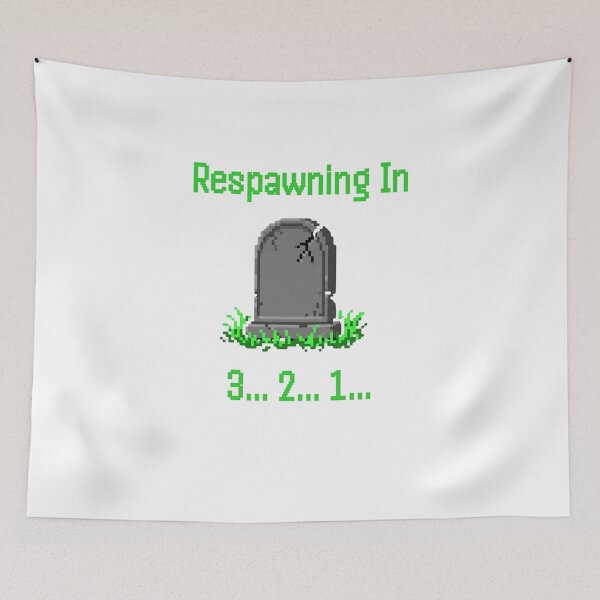 Item preview, Respawning In 3 2 1 Funny Retro Gamer Pixel Gravestone designed and sold by SW Shop.