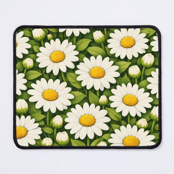 Item preview, White Daisy Floral Pattern Green Garden Art designed and sold by LuisWorks.