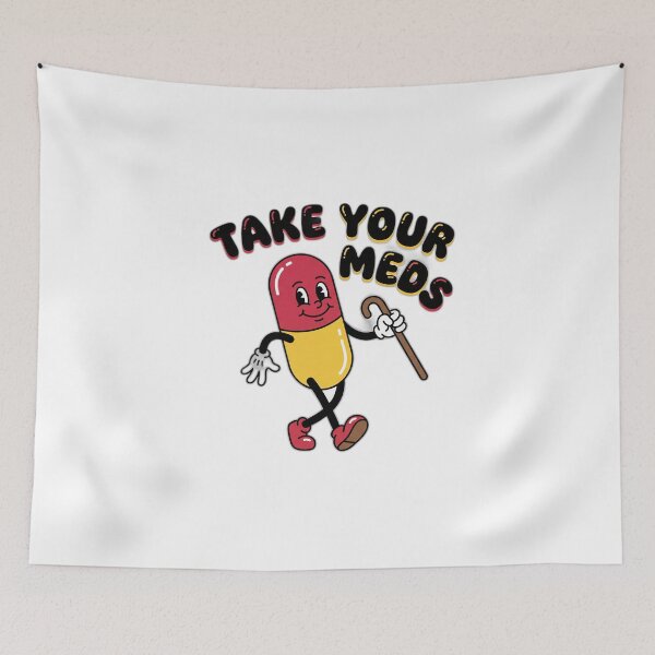 Item preview, Take Your Meds Retro Cartoon Pill designed and sold by ryanguas.