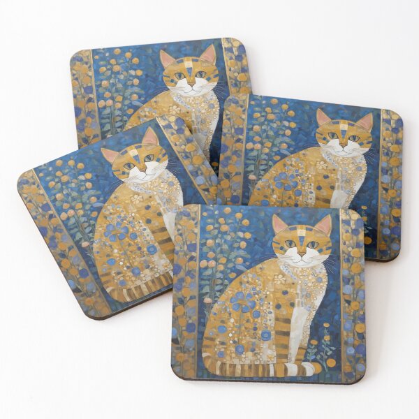 Item preview, Gustav Klimt Orange Tabby Cat in a Blue Flower Garden designed and sold by Vicky Brago-Mitchell®.