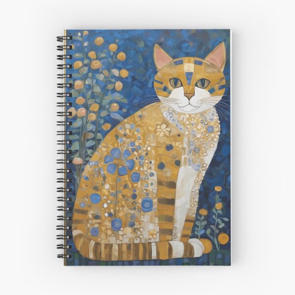 Item preview, Gustav Klimt Orange Tabby Cat in a Blue Flower Garden designed and sold by Vicky Brago-Mitchell®.