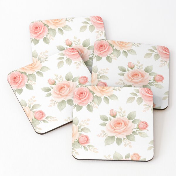 Item preview, Pink Peach Roses Botanical Watercolor Floral Pattern designed and sold by LuisWorks.