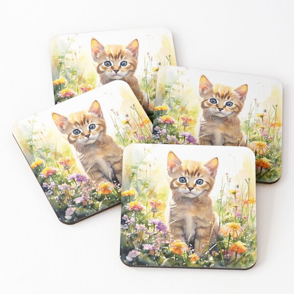 Item preview, Sunlit Tabby Kitten in a Wildflower Garden designed and sold by 247GiftsbyTina.
