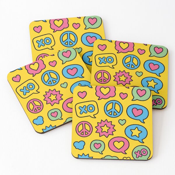 Item preview, Pop Art Icons Heart Peace Pattern designed and sold by VibePrints101.