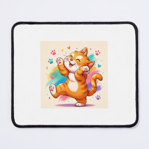 Item preview, Cute Happy Dancing Cat Sticker – Kawaii Orange Kitten | Funny Cartoon Cat Illustration designed and sold by StyloStudio.