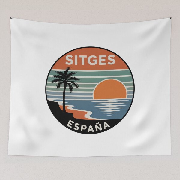 Item preview, Sitges España: Palm Coast Sunset Stripes Badge designed and sold by CircinusStore.