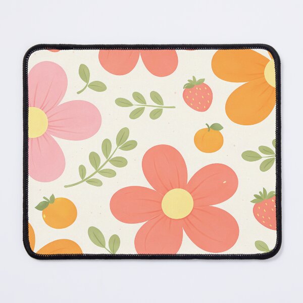 Item preview, Retro Floral Pattern Orange Pink Strawberry Art designed and sold by LuisWorks.