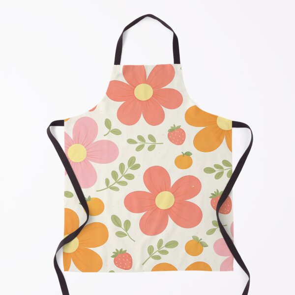 Item preview, Retro Floral Pattern Orange Pink Strawberry Art designed and sold by LuisWorks.