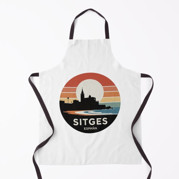 Item preview, Sitges España: Retro Skyline Sunset Stripes Badge designed and sold by CircinusStore.