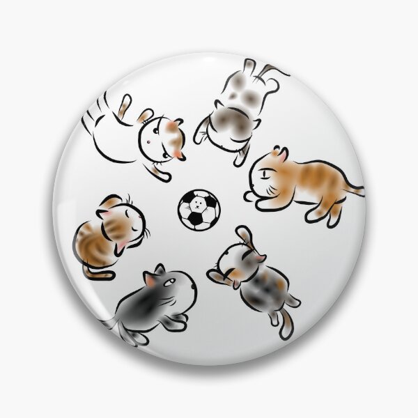 Item preview, Playful Cats Playing Soccer Ink Art designed and sold by aimicat.