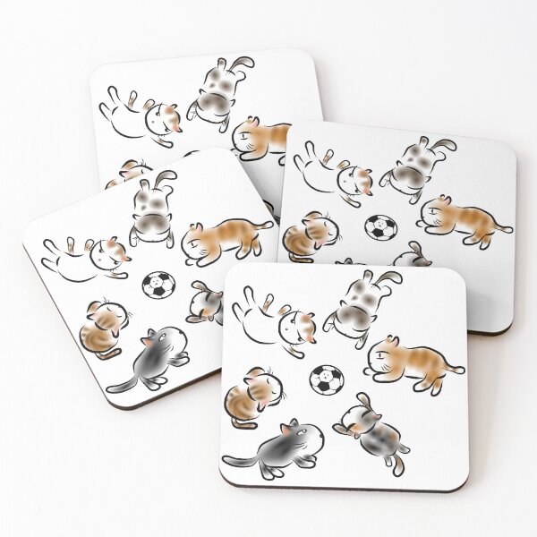 Item preview, Playful Cats Playing Soccer Ink Art designed and sold by aimicat.